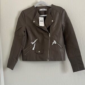 Mango Leather Brown Jacket